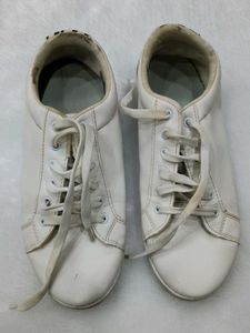 Classic White Lace-Up Sneakers