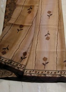 Brown Floral Print Saree