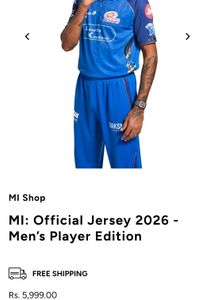 Mumbai Indians Cricket Jersey with bag
