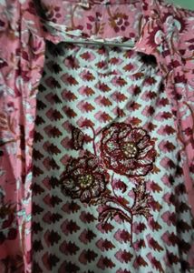 Floral Embroidered Long Dress Top And Shrug