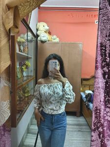 Floral Off Shoulder Crop Top