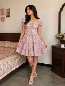 Cute Floral Print Mini Dress