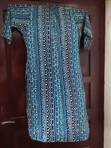 Blue Ethnic Printed Collar Kurta set with dupatta