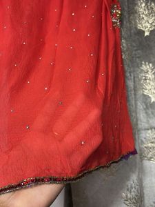 Red Embellished Kurta and salwar
