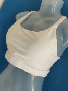 Running girl White Sports Bra