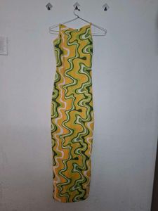 Retro Swirl Print Maxi Dress