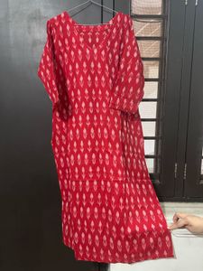 Red Printed Cotton Kurta