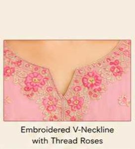 Pink Embroidered Unstitched Anarkali Suit