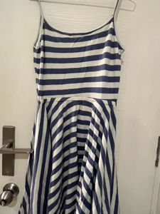 Brand New White Blue Striped Fit N Flare Dress