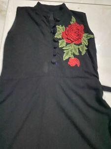 Black Rose Embroidered Dress
