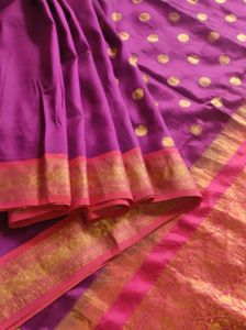 Vibrant Purple Saree with Gold Polka Dots