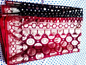 Elegant Black &amp; Red Banarasi Silk Saree