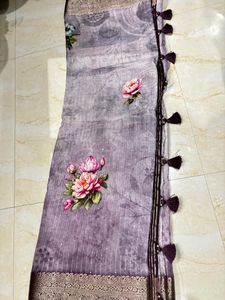 Pure Silk Lavendar New Saree With Blouse