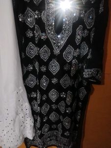 Black Embroidered Chikenkari Kurta With Sharara❣️❣