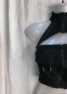 Edgy Black Cutout Crop Top