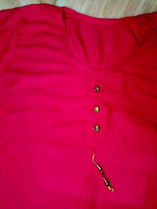 Women Pink Solid Straight Kurta