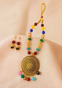 Boho Beaded Necklace & Earring Set