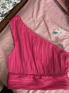 Vibrant One-Shoulder Pleated Top