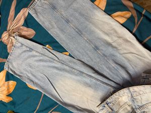 h&amp;m Light Wash Wide Leg Jeans
