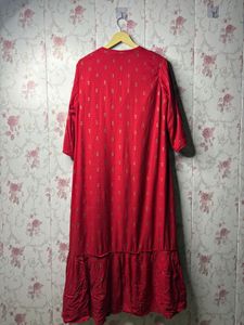 Elegant Red Embroidered Long Shrug with Kurta