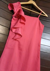 Vero Moda Pink Ruffle One-Shoulder Dress