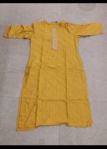 Yellow  Kurta with Golden Print