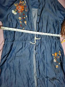 Embroidered Denim Dress