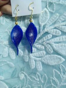 Leaf-Shaped Glass Earrings