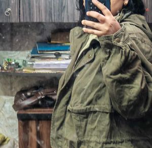 Olive Green vintage Hooded Jacket