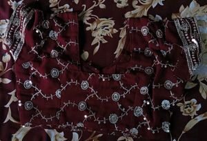 Maroon Embroidered Georgette Saree