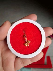 Gold Nose Pin with Red Stones
