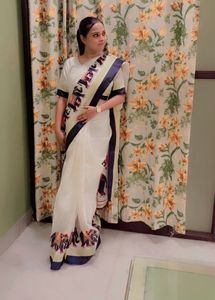 Elegant White Saree With Stech Designer Blouse