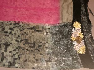 Beutiful Patch Work Saree With Blouse