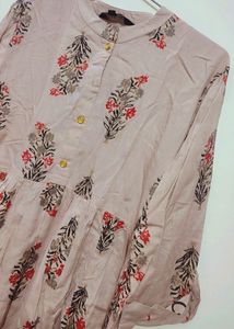 Tan Color Full Sleeves Cotton Top For Girl
