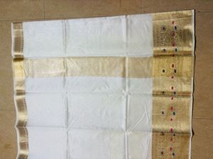 Elegant Cream Silk Saree with Gold Border