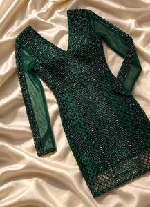 Emerald Green Sequin Bodycon Mini Dress FIXED PR