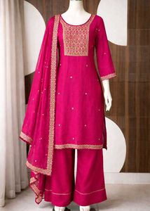 Elegant Embroidered Kurta Palazzo Suit
