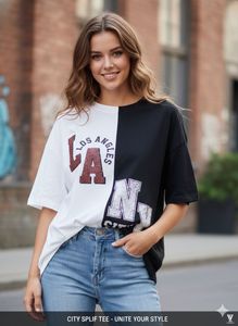 Unique Two-Tone Graphic Tee