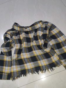 Distressed Plaid Flannel Shirt
