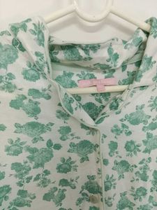 Cute Floral Print Pajama Top