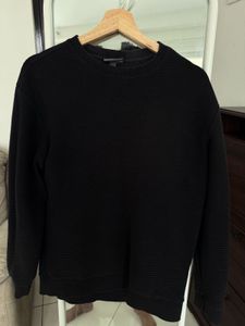 H&M Black Textured Crewneck Sweater