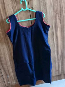 Embroidered Navy Blue Kurta