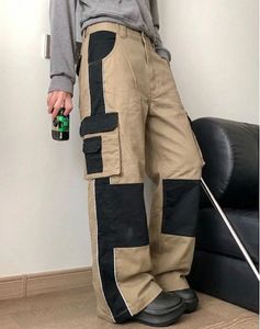 Block Pattern Beige Cargo Pants Brand New