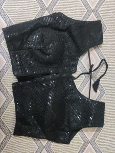 Sparkling Black Sequin Blouse