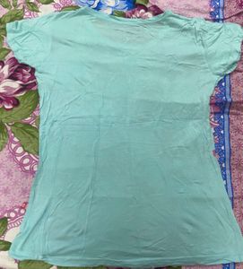 Aqua Blue Floral Graphic T-Shirt