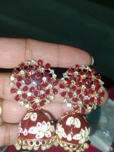 Designer Jhumka Earrings with Stones