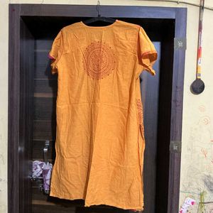 Orange Kurta with Mandala Print