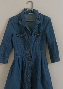 Blue Denim Button-Up Dress