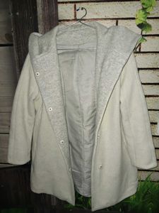 Elegant cream and grey Wool Blend Coat