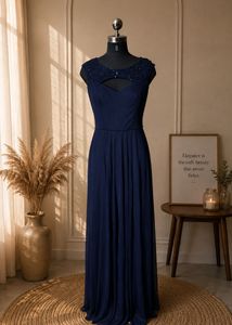 Elegant Navy Blue Embellished Gown